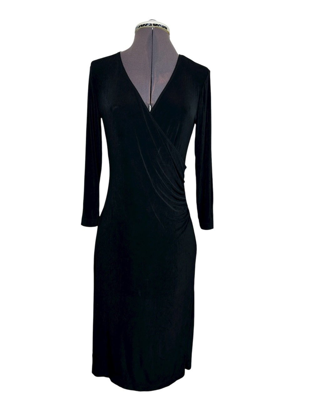 Chico’s Travelers Stretch‎ Classic Minimalist Versatile Wrap Black Dress 0=S=4